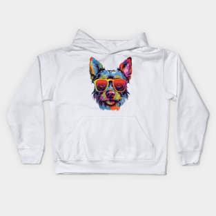 Colorful Dog with Glasses Kids Hoodie